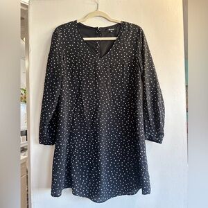 Madewell Black Star Print Long Sleeve Dress